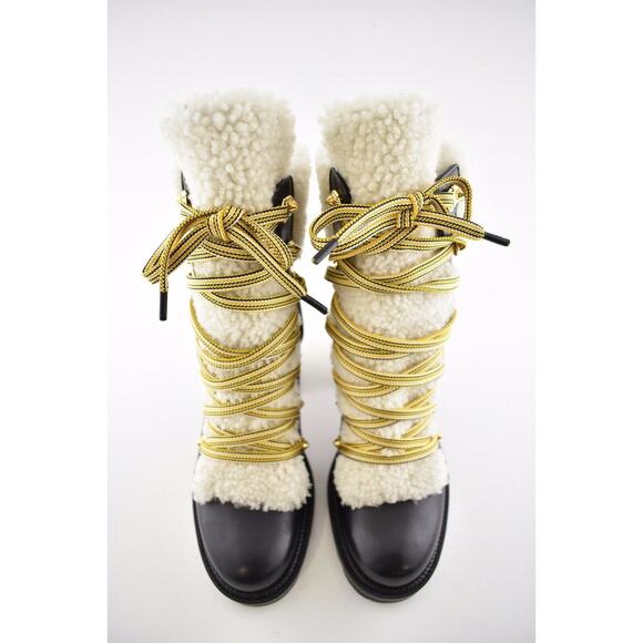 Christian Louboutin Yetita 70 Black Calf Leather Shearling Heel Combat Boot 36 - Picture 7 of 12